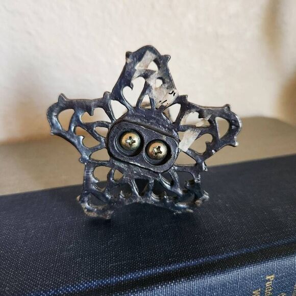 Victorian fluted vintage blue trumpet glass vase silver angel fairy base - Picture 6 of 7